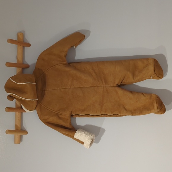 Baby Gap Faux Suede Sherpa Lined Bodysuit Snow Winter Bunting 6-12 Months - Picture 3 of 5